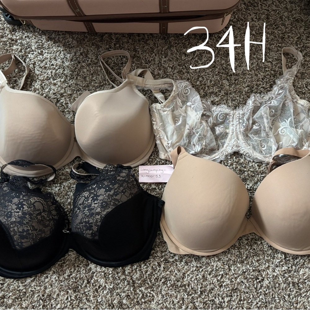 34H Nude and Black Women's Bra Set - Classic Support